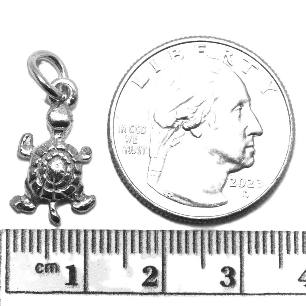 .925 Turtle Sterling Silver Pendant Charm - Picture 2 of 3